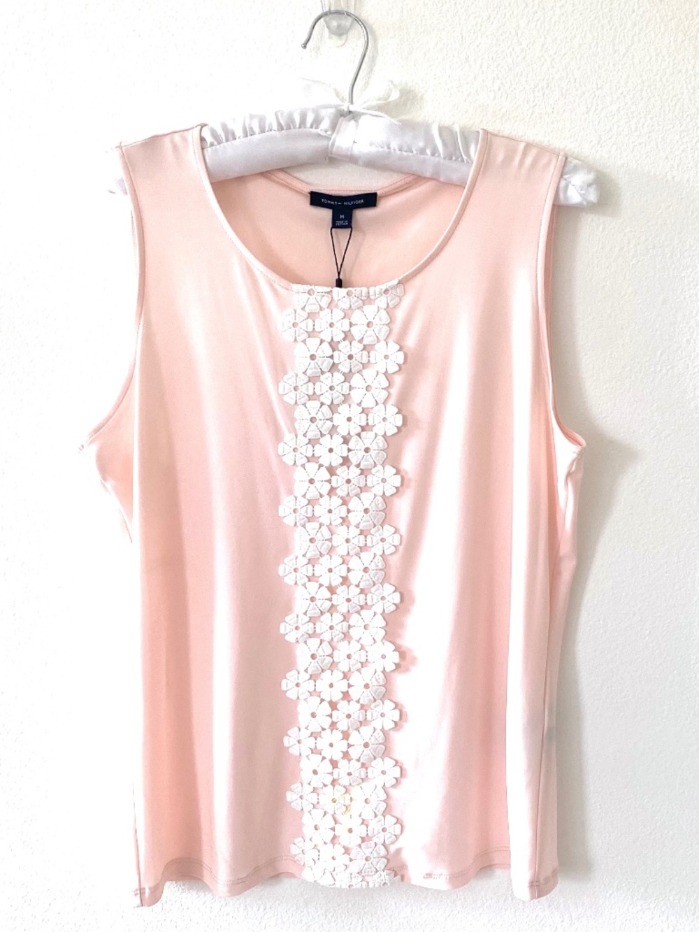 Tommy Hilfiger, Pink Tank Top with Lace, Size Medium